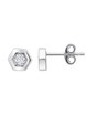 Crislu Hexagon Frame Stud Earrings in Platinum