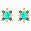 Swarovski Lucky Goddess Blue Stud Earrings In Gold-Tone