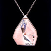 Swarovski Allure Crystal and Pink Quartz Gemstone Long Pendant