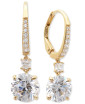 Crislu Brilliant Cut Drop Leverback Earrings in Gold