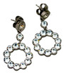 Circle Drop Earrings with Aqua Blue Stones