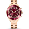 Swarovski Octea Lux Burgundy Watch with Rose Gold Metal Strap