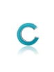 Crislu Teal Enamel  Cuff Earring in Platinum Plating 