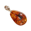 Baltic Amber Pendant - Cognac Teardrop Sterling Silver Natural Inclusions