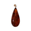 Baltic Amber Pendant - Dark Cognac Teardrop Sterling Silver Natural Stone