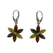Baltic Amber Earrings - Multicolor Flower Dangle 