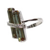 Zultanite Color Changing Double Bar Ring in Silver with Marcasite Stones
