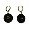 Baltic Amber Textured Disc Hoop Earrings in Gold Tone 