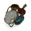 Mother of Pearl, Coral, Turquoise & Citrine Mixed Gemstone Sterling Silver Pendant 