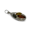 Baltic Amber Pendant - Multicolor Amber Openwork Oval Design in Sterling Silver