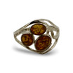 Baltic Amber - Triple Stone Honey Cognac Amber Openwork Ring