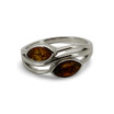 Baltic Amber - Double Marquise Honey Cognac Amber Modern Ring