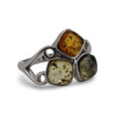 Baltic Amber - Multicolor Geometric Cluster Amber Modern Ring