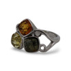 Baltic Amber - Multicolor Geometric Cluster Amber Modern Ring