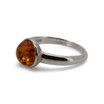 Baltic Amber - Solitaire Cognac Amber Minimalist Stackable Silver Ring