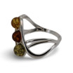 Baltic Amber - Openwork Modern Ring with Multicolor Triple Amber Stones