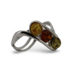 Baltic Amber - Openwork Modern Ring with Multicolor Triple Amber Stones