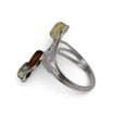 Baltic Amber - Swirl Openwork Silver Ring with Three Multicolor Amber Stones