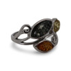 Baltic Amber - Multicolor Leaf Amber Swirl Sterling Silver Ring