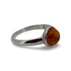 Baltic Amber - Solitaire Cognac Amber Minimalist Stackable Silver Ring