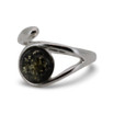 Baltic Amber - Sterling Silver Green Amber Open Wrap Modern Ring