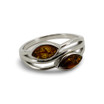 Baltic Amber - Double Marquise Honey Cognac Amber Modern Ring