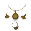 Baltic Amber Jewelry Set - Rounded Shape Butterscotch Amber Set in Gold Tone