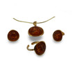 Baltic Amber Jewelry Set - Rounded Shape Golden Cognac Amber Set in Gold Tone