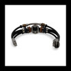Baltic Amber Multistrand Leather Bracelet with Round Amber Centerpiece and Mixed Beads 