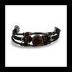 Baltic Amber Multistrand Leather Bracelet with Round Amber Centerpiece and Mixed Beads 