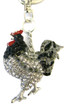 Rooster Keychain with Black and Clear Crystals