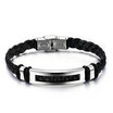 Men's stainless steel on braided synthetic leather bracelet/bangle 