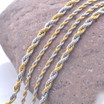 Men's Stainless Steel and Gold Plated Twisted Rope Chain/Necklace (4mm-22")