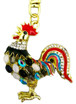 Rooster Keychain with Multicolor Crystals