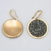 Rose Gold Plated Circle Earrings with Black Glam