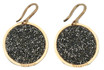 Rose Gold Plated Circle Earrings with Black Glam