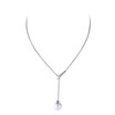 White Pearl With CZ Lariat Necklace/Pendant  
