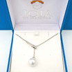 White Pearl With CZ Lariat Necklace/Pendant  