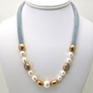 Adami & Martucci Silver Mesh Necklace with Gold Beads and Pearls