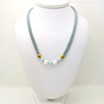 Adami & Martucci Silver Mesh Necklace with Gold Beads, Blue Quartz and FW Pearls