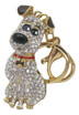 Fashion Dog Keychain with Rhinestones and Black Ears in Gold Tone