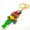 Parrot Keychain with Multicolor Enamel and Rhinestones