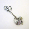 Hanging Monkey Keychain with Rhinestones in Silver Tone