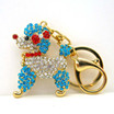 Poodle Dog Keychain with Crystal Pendant and Red Bow