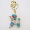 Poodle Dog Keychain with Crystal Pendant and Red Bow