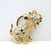 Dalmatian Dog Keychain with Rhinestones in Gold Tone