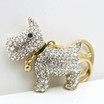 Terrier Dog Keychain with Rhinestones and Gold Bell Pendant