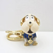 Fashion Dog Keychain in Blue with Gold Bell Pendant