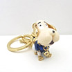 Fashion Dog Keychain in Blue with Gold Bell Pendant