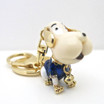 Fashion Dog Keychain in Blue with Gold Bell Pendant